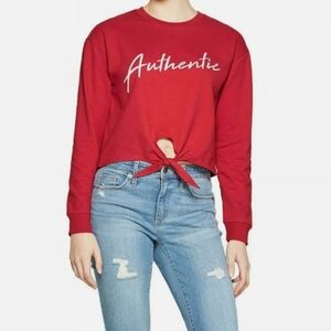 Freeze Authentic Front Tie Cropped Ref Long Sleeve T-Shirt Size Medium